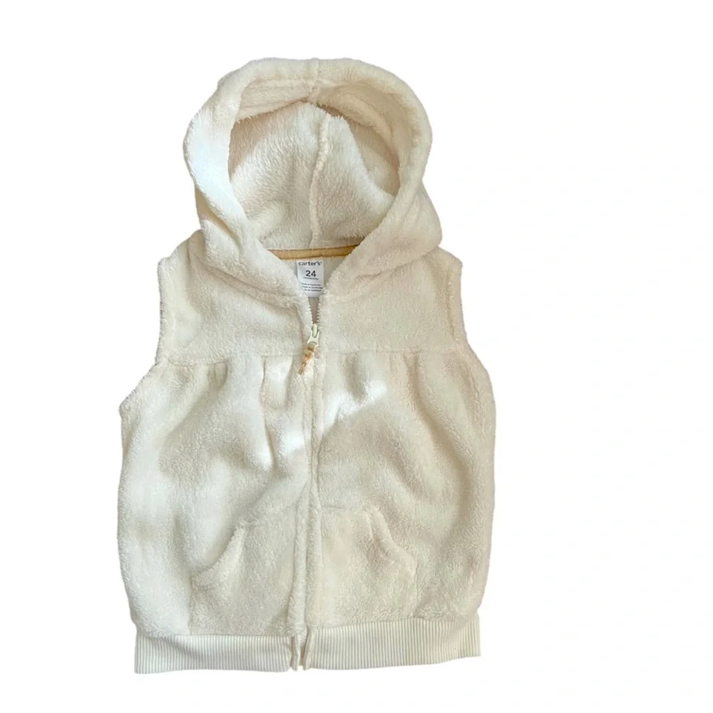 Carter’s Baby Toddler Girl Hooded Fleece Vest Sz 24M Zip Up Outdoor Holiday
